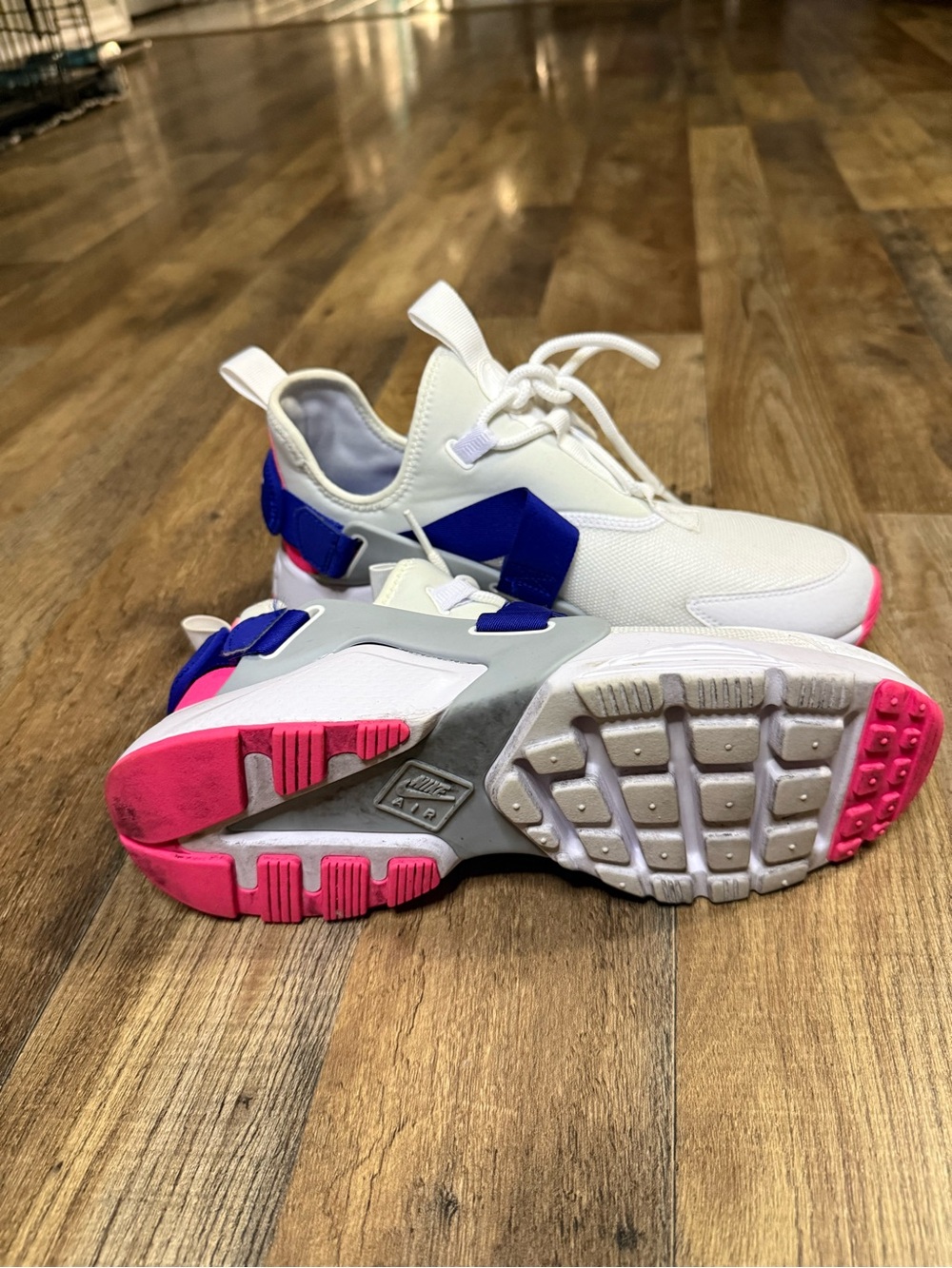Nike Women’s White Sneakers with Blue and Pink Accents